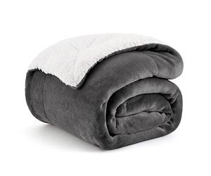 Bedsure Coperta in Pile Sherpa - Plaid Divano e Letto, Coperta Calda Accogliente, Sherpa Extra Spessa Morbida, Coperta Termica Copridivano Matrimoniale, XL 150x200 cm, Grigio Nero