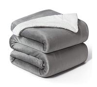 Bedsure Coperta in Pile Sherpa - Plaid, Grigio, 220x240 cm | Plaid Divano e Letto, Coperta Calda Accogliente, Blanket Extra Spessa Morbida, Coperta Termica Copridivano Matrimoniale