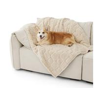 Bedsure Coperta Lavabile per Cani Grandi - 120x100 cm Coperta per cane in pile corallo, morbida e soffice, coperta per gatto, coperta per animali domestici per viaggio, letto, divano, bianco crema
