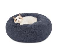 Bedsure Cuccia Gatto Morbida 50x50cm - Cuccia Pelosa per Cani Colore Grigio Scuro, Cuscino Gatto Antistresss con Peluche Lavabile, Lettino Calmante per Gatti