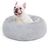 Bedsure Cuccia Gatto Morbida 60x60cm - Cuccia Pelosa per Cani Colore Grigio Chiaro, Cuscino Gatto Antistresss con Peluche Lavabile, Lettino Calmante per Gatti
