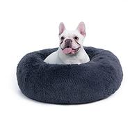 Bedsure Cuccia Gatto Morbida 60x60cm - Cuccia Pelosa per Cani Colore Grigio Scuro, Cuscino Gatto Antistresss con Peluche Lavabile, Lettino Calmante per Gatti