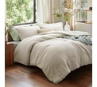 Bedsure Set copripiumino queen size, biancheria da letto beige morbida prelavata per tutte le stagioni, 3 pezzi GentleSoft Warm Down Alternative Bed Set, 1 piumino leggero (228,6 x 228,6 cm) e 2