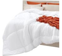 Bedsure Trapunta per letto queen size, con inserto in piuma bianca, trapuntato, per tutte le stagioni, lavabile in lavatrice, regalo per donne (bianco, queen size 88 x 88)