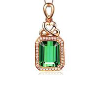 BEDT Collana con Ciondolo retrò con Ciondolo con Pietre Preziose in Zircone Smeraldo Accessori per Gioielli in Argento 925 per Fidanzamento da Donna