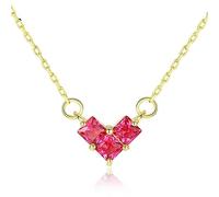 BEDT Collane con Ciondolo A Forma di Cuore con Rubino E Smeraldo per Le Donne, Fidanzamento di Nozze, Gioielleria Raffinata, Regali Kolye in Argento Sterling 925