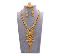 BEDT Dubai Set di Gioielli per Donna Collana da Sposa Orecchini Braccialetto Anello Set Regali di Ornamento di Nozze Africani