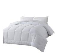 BedTreat Piumino alternativo con linguette angolari, trapuntato estivo, leggero, misura doppia, 140 g/m², bianco, lavabile in lavatrice, biancheria da letto in microfibra