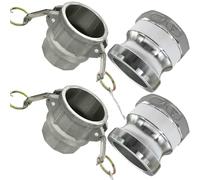 Beduan Raccordi di bloccaggio a camma in alluminio (parte D+Parte A) Raccordo per tubo flessibile a camma e scanalatura, 2 accoppiatori femmina x 2 NPT femmina con 2 spine x 2 adattatori filettati NPT