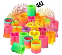 Bedwina Assortimento Giocattoli Rainbow Spring - 50 Mini Giocattoli a Molla Colorati, Ideali per Sacchetti Regalo, premi per Feste e Calze di Natale per Bambini