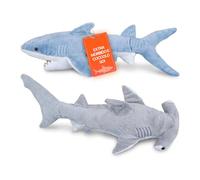 Bedwina Peluche Squali - Confezione da 2: peluche Mako 35 cm e squalo martello 33 cm, morbidi giocattoli per neonati, bambini piccoli e bambini