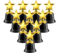 Bedwina Star Trophy Awards - Confezione da 12 Bulk - 4,5 Pollici, trofei Gold Award per Bambini Bomboniere, Oggetti di Scena, premi, premi vincenti, concorsi per Bambini e Adulti