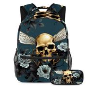 Bee and Flowers Keep Your Essentials in One Place, zaino con astuccio, il set di zaini per la scuola per studenti, Multicolore#02, B:29.4x20x40cm P:19x7.5x3.8cm, Zaini Daypack