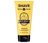 BEE BALD SHAVE Crema da Barba Premium - Rasatura Vellutata e Veloce per Viso e Testa | Adatta a Tutti i Tipi di Pelle | Pelle Rinfrescata e Rivitalizzata | Formula Unisex | 6 fl oz