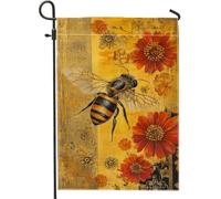 Bee Flower Yellow Flower And Bee Flag Durevole Bandiere Resistente Alle Intemperie Bandiere Verticale Per Esterno Interno Casa 30X45Cm