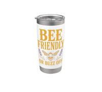 Bee Friendly Or Buzz Off Save The Bees Beekeeper Flower Bicchiere termico in acciaio inox doppia parete