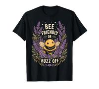 Bee Friendly Or Buzz off Save The Bees Beekeeper Flower Maglietta con Stampa Grafica Economica