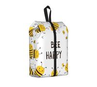 Bee Happy, borsa per scarpe da viaggio con ape, resistente all'acqua, con manico con cerniera, custodia leggera per valigia e palestra, si ripiega piatta per l'imballaggio, Bee Felice, 22 x 12 x 42 cm