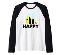 Bee Happy Funny Bee Maglia con Maniche Raglan