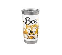 Bee Happy gnomi con api da miele carino design apicoltura Bicchiere termico in acciaio inox doppia parete