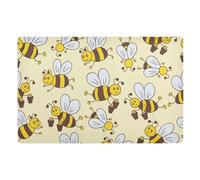 Bee Happy Good Luck - Tappeto per porta d'ingresso con motivo vettoriale, 32 x 20 pollici, antiscivolo con supporto in gomma a basso profilo, adatto a tutte le condizioni atmosferiche, per scale