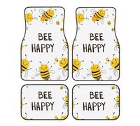 Bee Happy, tappetini per auto, universali, antiscivolo, per SUV, furgoni, camion, berlina, 4 pezzi
