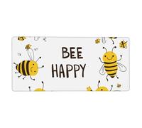 Bee Happy, tappetino per mouse da gioco con ape, con bordi cuciti, antiscivolo, grande tappetino da scrivania per PC, laptop, ufficio, casa, gamer, 900 x 400 x 3 mm