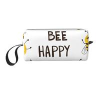Bee Happy, trousse da viaggio resistente all'acqua, organizer per articoli da toeletta per donne e uomini, custodia per cosmetici a forma di ape, con cerniera, piccola borsa portatile per attrezzi