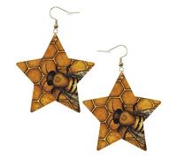 Bee Honeybee - Orecchini da donna alla moda, orecchini pendenti celesti, gioielli a forma di stella per un versatile, One Size, Pelle