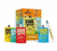 Bee it x BIC Save the Bees Kit Regalo 4x50ml - Set Shampoo, Maschera, Bagnodoccia, Crema Mani e Corpo con Penna BIC 4 Colori