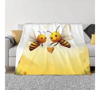 Bee Love Honey Coperta e copriletto, ultra morbida, in micropile, leggera, in flanella, per aria condizionata, per tutte le stagioni, calda, per divano e divano, 127 x 101,6 cm