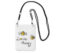 Bee Love Honey Print Borsa a tracolla da donna, mini portafogli per telefono, grazioso portafoglio per telefono, regalo per escursioni e viaggi, Nero , Taglia unica