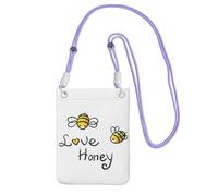 Bee Love Honey Print Borsa a tracolla da donna, mini portafogli per telefono, grazioso portafoglio per telefono, regalo per escursioni e viaggi, Viola, Taglia unica