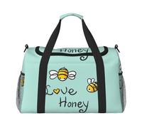 Bee Love Honey Print - Borsa da viaggio da donna, borsa da viaggio, borsa da viaggio, borsa da viaggio, accessori da viaggio, Nero , Taglia unica