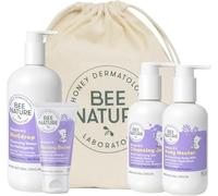 Bee Nature - Set Regalo da Bagno per Neonati e Bambini - Acqua Detergente 500ml - Lozione Corpo 200ml - Gel Detergente 200ml - Crema per Pannolini al Miele 50ml - Borse in Tessuto Riutilizzabili