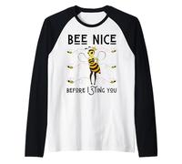 Bee Nice Before I Sting You Spring Queen Bug Summer Fun Bees Maglia con Maniche Raglan