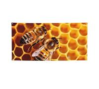Bee On Honeycomb Banner Stampa Bandiera per interni ed esterni Banner per feste e cartelli Poster personalizzato Sfondo fotografico sfondo per affari, laurea, matrimonio, eventi, decorazione, medio