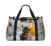 Bee On Honeycomb Print Travel pieghevole impermeabile leggero Carry On Bagagli con tracolla