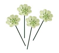 Bee Pollination Station Set Of 4 Ceramic Flower-shaped Waterers With Stakes
