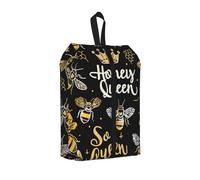 Bee Queen - Borsa per scarpe da viaggio a nido d'ape, resistente all'acqua, con manico con cerniera, custodia leggera per valigia e palestra, si ripiega piatta per l'imballaggio, Regina delle A, 22 x