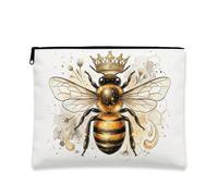 Bee Royal, trousse da viaggio per cosmetici artistici vintage, da donna, organizer portatile in tela con cerniera, borsa da toilette primaverile per la cura della pelle, Giallo, 7x9 Inch, Ape