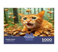 Bee Scared Cat 1000 Pezzi Puzzle Per Adulti Playful Panic Vibe Puzzle Cartone Spesso - Ultra Difficile, Relax E Creatività, Amici Adulti 52x38cm/1000pcs