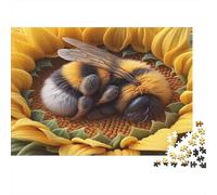 Bee Sleeping Sunflower Jigsaw Puzzle 1000 Pezzi Per Adulti, Gioco Diabilità Impossibile Giochi Rilassamento E Intelligenza Regali Di Festa 38x26cm/1000pcs