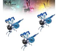 Bee Solar Lights Garden Outdoor, Waterproof Hanging Solar Bee Lights for Patio Lawn Garden Wedding Party Decorations, 3 Pcs (Blu)