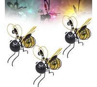 Bee Solar Lights Garden Outdoor, Waterproof Hanging Solar Bee Lights for Patio Lawn Garden Wedding Party Decorations, 3 Pcs (Giallo)