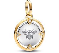 PANDORA Me 763417C01 - Ciondolo a forma di ape in argento sterling con lega di metallo placcato oro e zirconi, compatibile con braccialetti ME e Moments, misura unica, Argento sterling, Zirconia