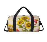 Bee Sunflower_1018433518 - Borsone sportivo con scomparto per scarpe, per la notte, per il weekender, da viaggio, palestra, organizer per bagagli per donne, uomini, bambini, ragazze e ragazzi