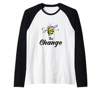 Bee The Change Motivational Inspirational Graphic Quotes Maglia con Maniche Raglan