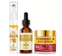 Bee Venom Facial Set - Firming and Lifting Venom Facial Set, Turmeric Bee Face Cream Serum & Eye Cream with Peptide Niacinamide & Hyaluronic Acid Collagen