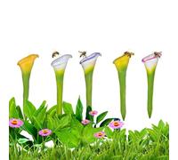Bee Water Station, Resin Weatherproof Cups, 5 Pieces Bee Drinking Flower Cups for Garden with Shallow Basin, Decorative Hydration Feeder Set for Supporting Ecosystems, and Decorating Yards
